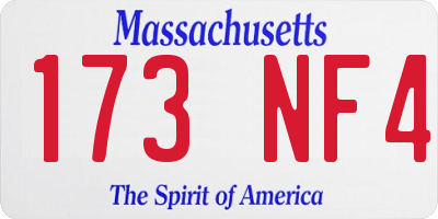 MA license plate 173NF4