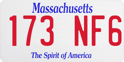 MA license plate 173NF6