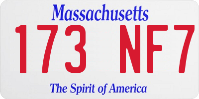 MA license plate 173NF7