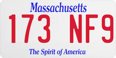 MA license plate 173NF9