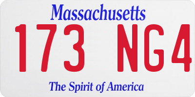 MA license plate 173NG4