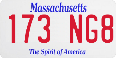 MA license plate 173NG8
