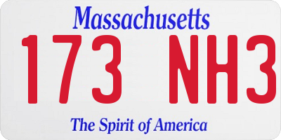MA license plate 173NH3
