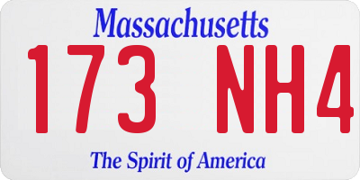 MA license plate 173NH4