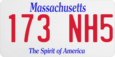 MA license plate 173NH5