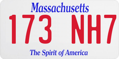 MA license plate 173NH7