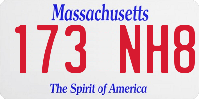 MA license plate 173NH8