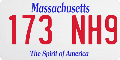 MA license plate 173NH9