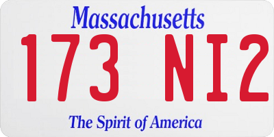 MA license plate 173NI2
