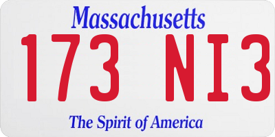 MA license plate 173NI3