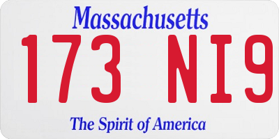 MA license plate 173NI9