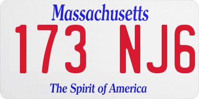 MA license plate 173NJ6