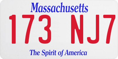 MA license plate 173NJ7