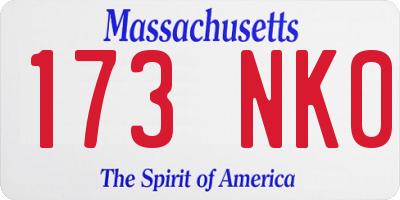 MA license plate 173NK0