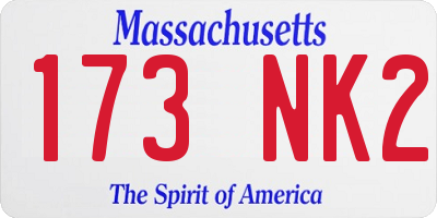 MA license plate 173NK2