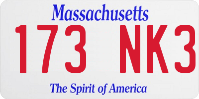 MA license plate 173NK3
