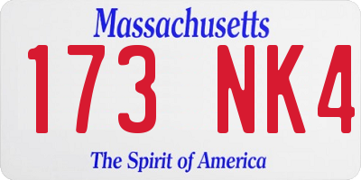 MA license plate 173NK4