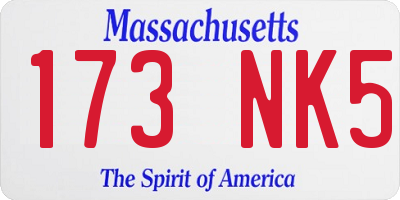 MA license plate 173NK5