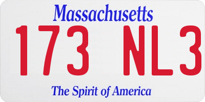 MA license plate 173NL3