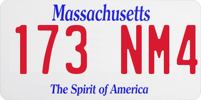 MA license plate 173NM4
