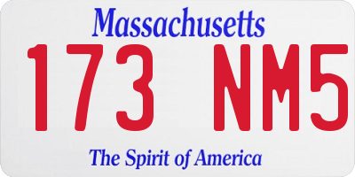 MA license plate 173NM5