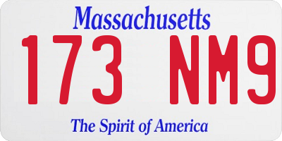 MA license plate 173NM9