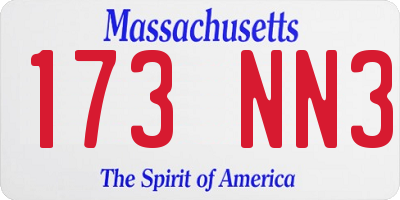 MA license plate 173NN3