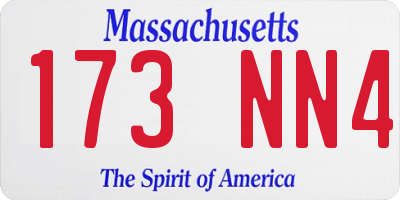 MA license plate 173NN4