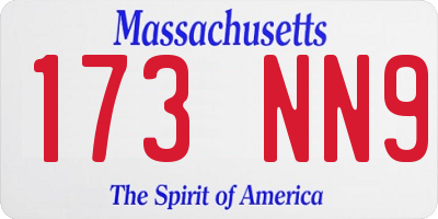 MA license plate 173NN9