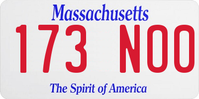 MA license plate 173NO0