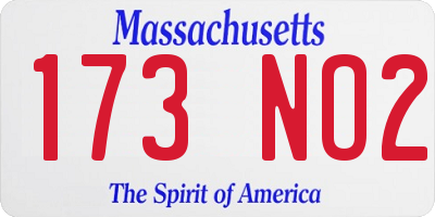 MA license plate 173NO2