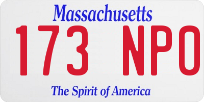 MA license plate 173NP0