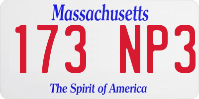MA license plate 173NP3
