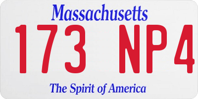 MA license plate 173NP4