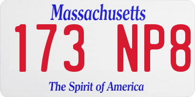 MA license plate 173NP8