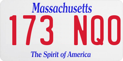 MA license plate 173NQ0