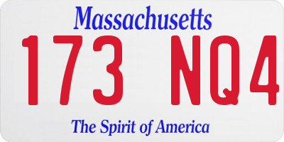 MA license plate 173NQ4