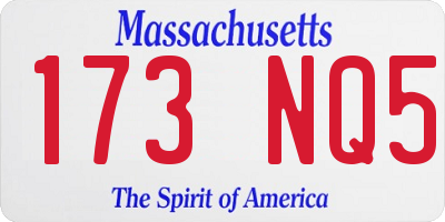 MA license plate 173NQ5