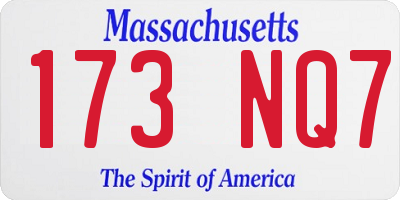 MA license plate 173NQ7