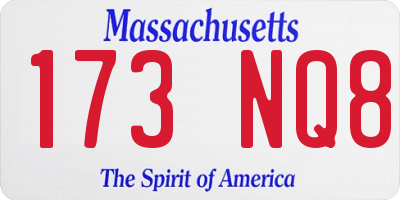 MA license plate 173NQ8