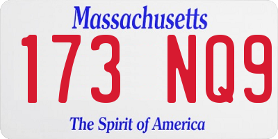 MA license plate 173NQ9