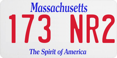 MA license plate 173NR2