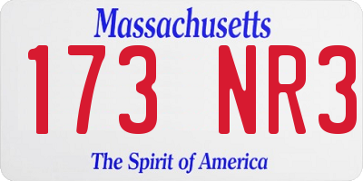 MA license plate 173NR3