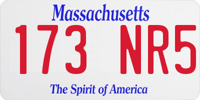 MA license plate 173NR5