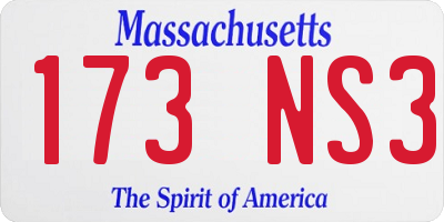 MA license plate 173NS3