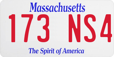 MA license plate 173NS4