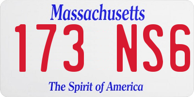 MA license plate 173NS6