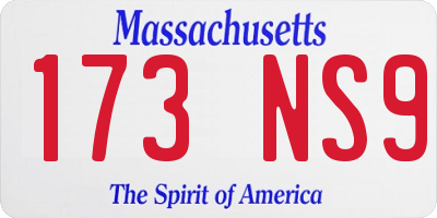 MA license plate 173NS9