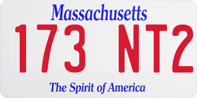 MA license plate 173NT2