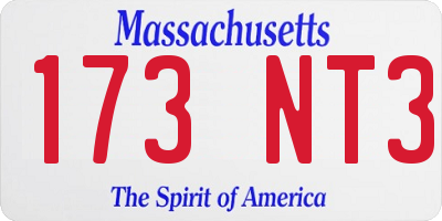 MA license plate 173NT3